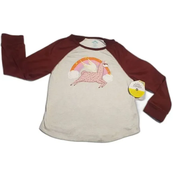ThereAbouts Girls S 7/8 Flame Resistant Long Sleeve Pajama Top NWT