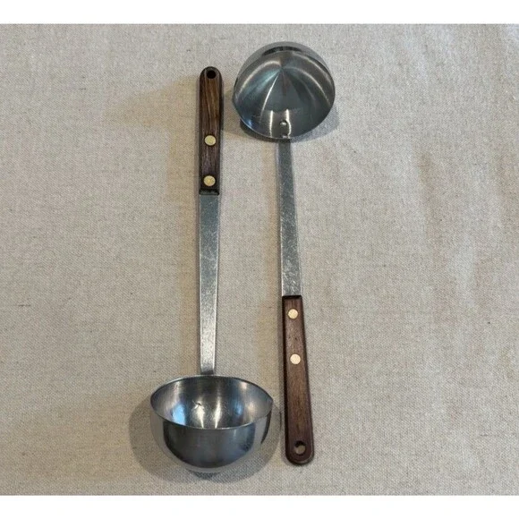 Vintage Marcrest Flint Stainless Steel Ladle Lot USA Wood Handle Kitchen