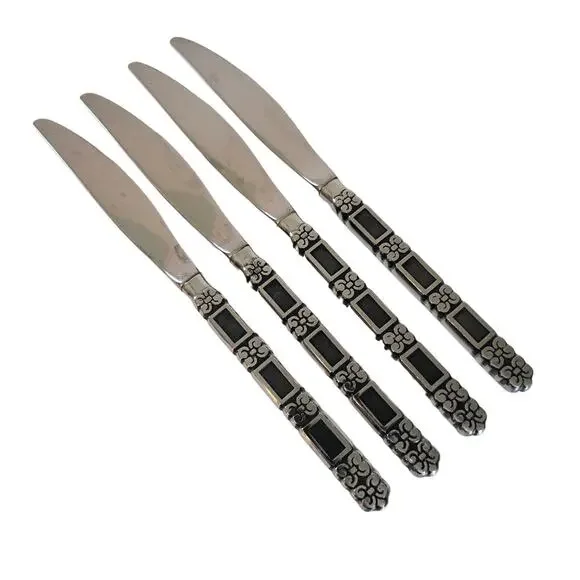 Oneida Community MADRID Butter Dinner Knives 4 Black Accent Stainless Flatware