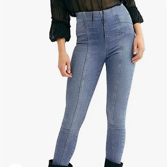 Free People Feel Alright Riptide Skinny Pull On Jean NIP Size 25. Ret $78