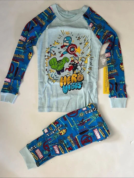 Disney Light Blue & Blue Marvel Hero Vibes Kids Pajama Set