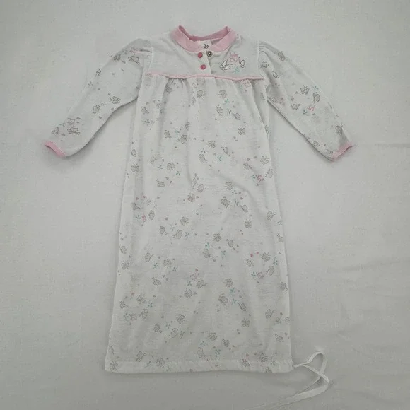 Baby Dior Vintage Pink Butterfly Sleeper Gown Layette 0-3 Months Embroidered