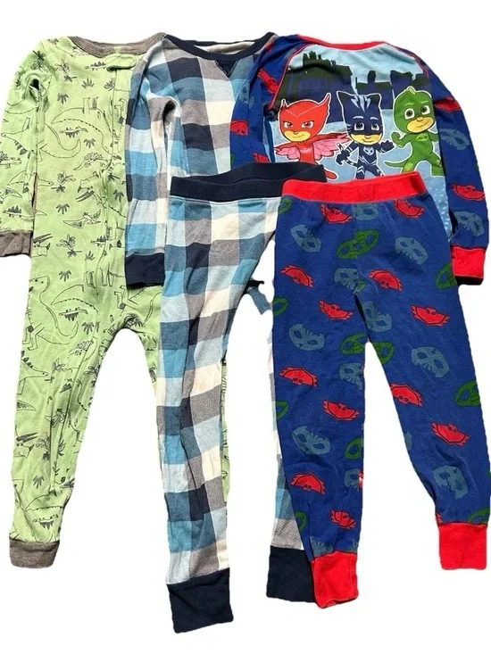 Toddler Boy Pajamas PJ Masks Dinosaurs Plaid Size 4T