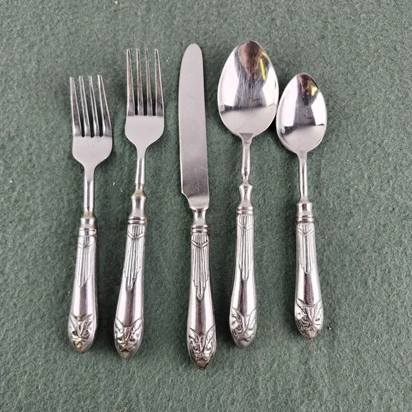 5 Piece Place Setting Pier 1 Imports PII15 Flatware Stainless 18/8 India Vintage