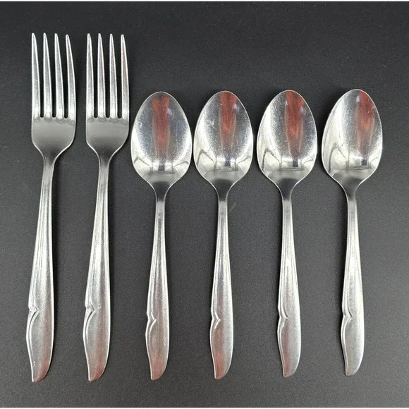 Set of 6 Oneida PROFILE Teaspoons‎ Dinner Forks Spoons 6