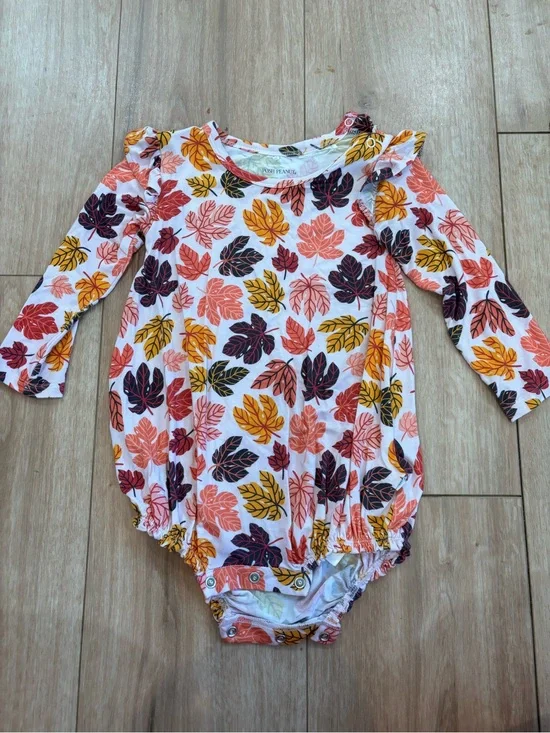 Posh Peanut Autumn Leaf Print Baby Pajama romper