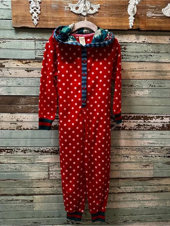Matilda Jane Bear Hood Children’s Red Polka Dot Pajama Onesie Pajama Outfit