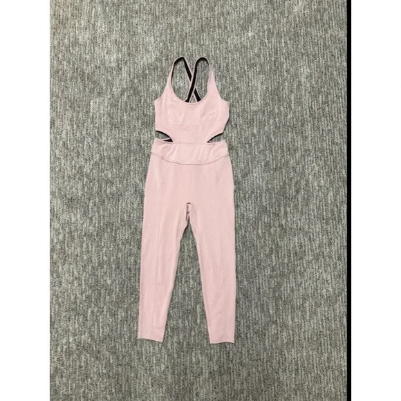 Free People‎ Movement Jumpsuit Womens Medium Back It Up Mauve Pink Athleisure