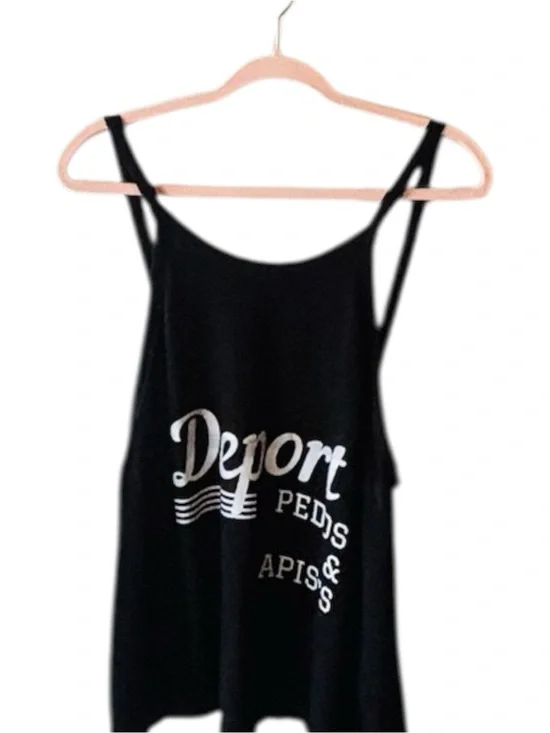 Free People Black Tank with White Graphic Lettering