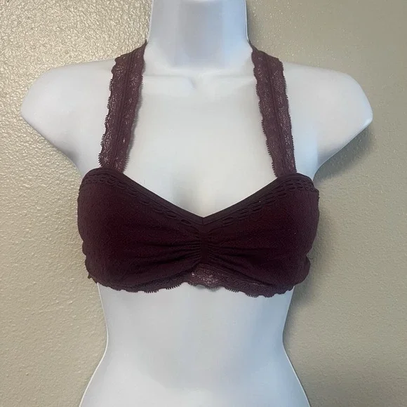 Free People Intimately RACERBACK CROCHET BRA Lace Bralette XS/S purple