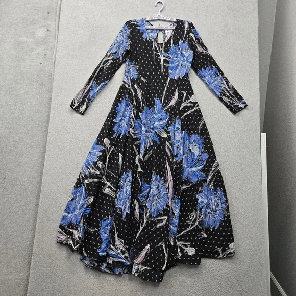 Free People Women Dress M Black Floral Boohoo Flowy Maxi Fairy Grunge