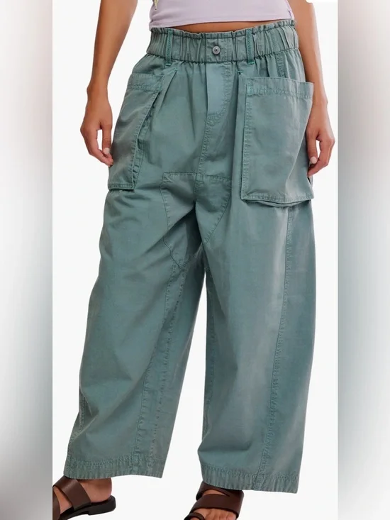 Free People Costa Straight Leg Harem Pant Stormy Sea Green Size XS