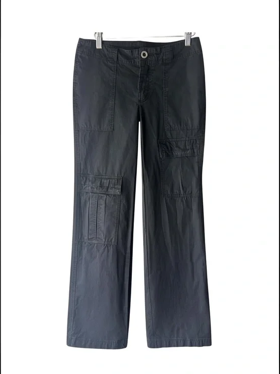 Free People Black Wide-Leg Cargo Pants with Flared Hem