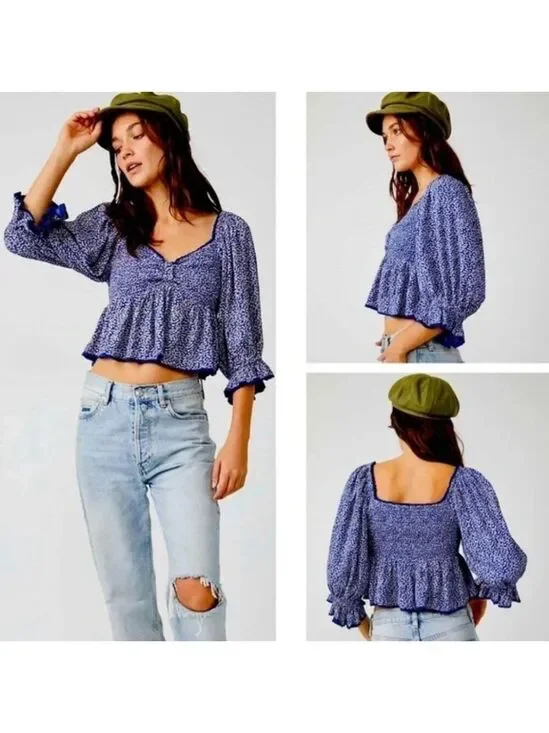Free People Brittnee Printed Top Small - New With Tags