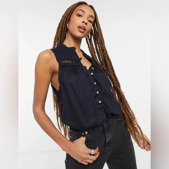 Free People Low Tide Bodysuit Navy Blue Size Small