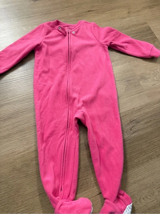Carter's Hot Pink Fleece Footed One-Piece Pajama