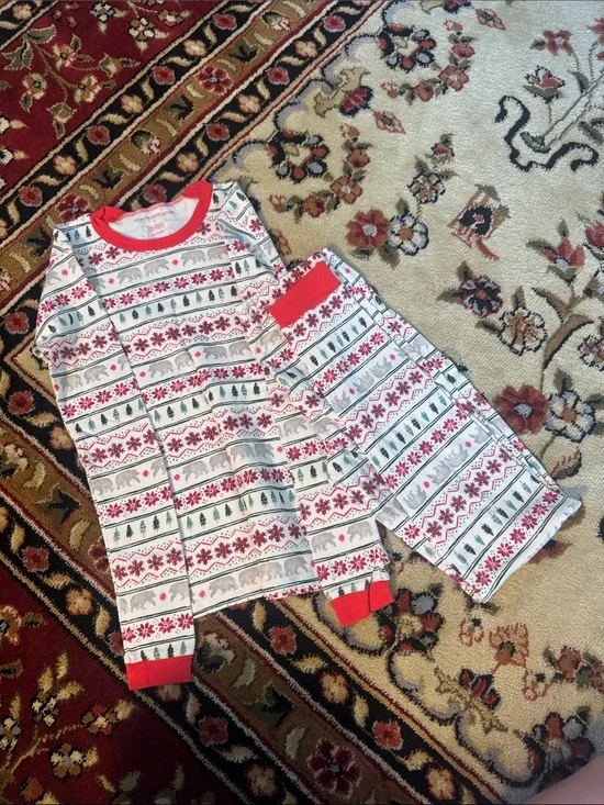 Kids Red & White Holiday Pajama Set