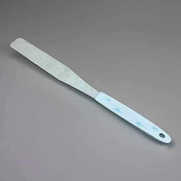 Vintage Atomic Starburst Aqua Blue White Frosting Spreader Spatula Tool