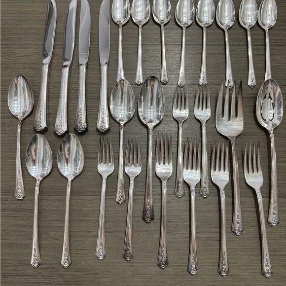 Vintage Holmes & Edward’s Silver INLAID Flatware Set - 27 Pcs.