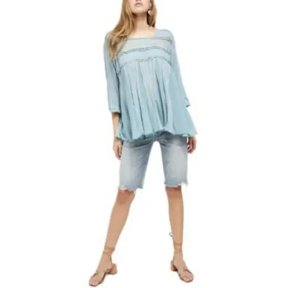 Free‎ People Penny Lane Tunic Top Size XS Super Drapey Semi Sheer Design