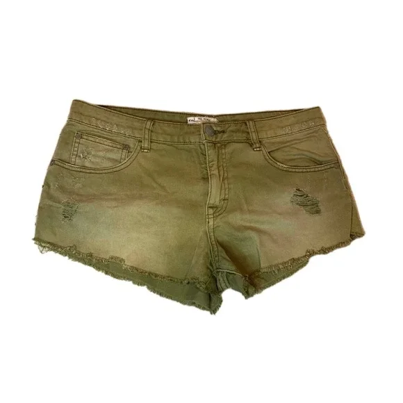 Free People Cut Off Denim Shorts Womens 28 Olive‎ Green Distressed Boho Grunge