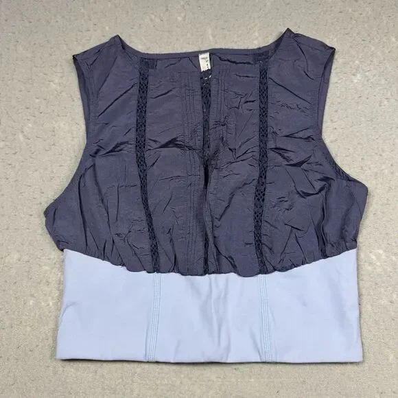 Free People FP Movement Oh Hey Applique Crop Top Women’s Size XS Blue Sleeveless