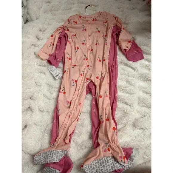 Toddler Girls' Carter's 2-Pack Pink Heart & Cherry Footie Pajamas Size 3T NWT