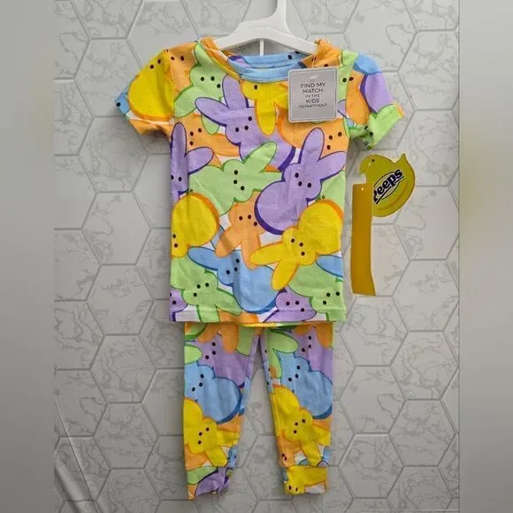 Nwt 100% cotton Unisex Boy or Girl Peeps Toddler Easter Pajama Set