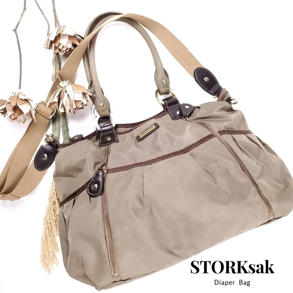 Storksak Tan Diaper Bag w/ Changing Mat