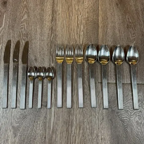 Lot of 13 IKEA Strateg Knives Spoons Forks Flatware Ribbed Ehlen Johansson 1990s