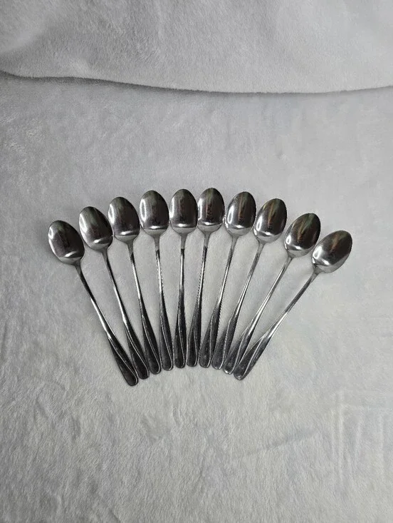 Vintage 1960s CIF9 Iced Teaspoons Set Of 10 Stainless Steel