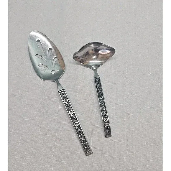 Gold Standard NIGHT BLOSSOM Stainless Japan Black Glossy Gravy Ladle Pie Server