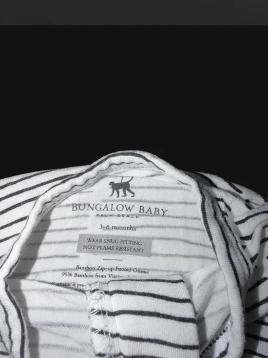 Bungalow Baby Striped Infant Zip-Up Onesie - White & Black
