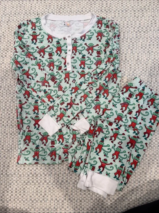 Roller Rabbit Holiday Monkey Print Kids Pajama Set