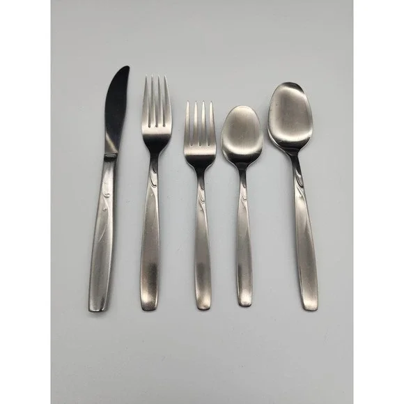 Set Of 5 IS Co International Garden Manor / Brentwood Stainless Flatware Set USA