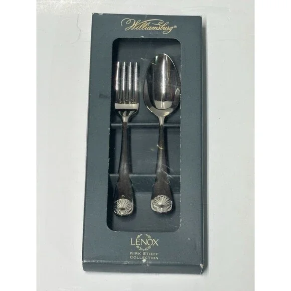 Vintage Kirk Stieff Williamsburg Shell Baby Set (Fork & Spoon) with Box