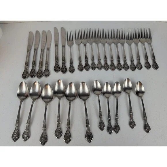 Vintage NORMANDY Stainless Flatware Japan Floral Roses Replacements - 30Pcs