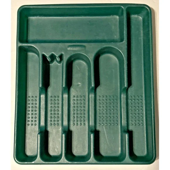Vtg Rubbermaid Silverware Flatware Storage Tray Organizer 2925 Dark Green 6 Slot