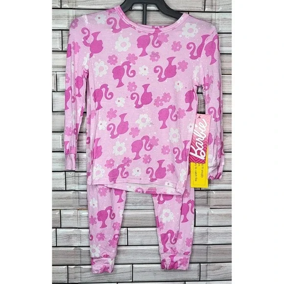 Barbie Size 3T Girl's Long Sleeve Pink 2-Piece Pajama Set - NWT‎