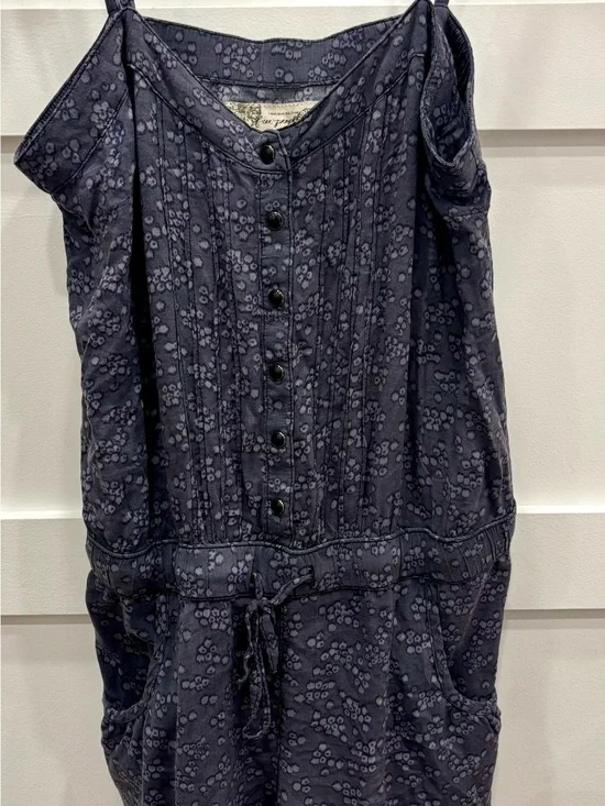 Free People Heathered Gray Floral Print Spaghetti Strap Romper