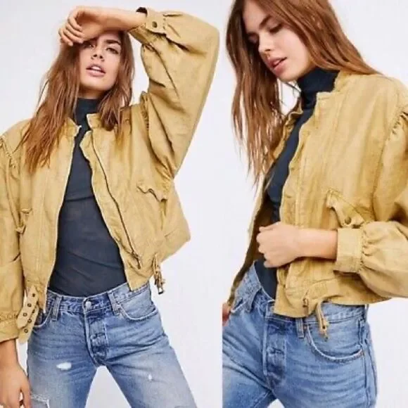 Free People Poet Dolman Tan Twill Jacket