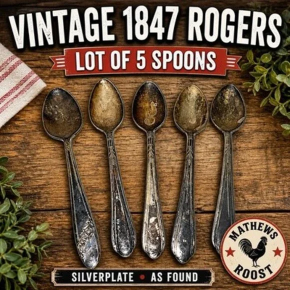 Lot 5 1847 Rogers Bros IS DeLuxe Silverplate Teaspoons Vintage