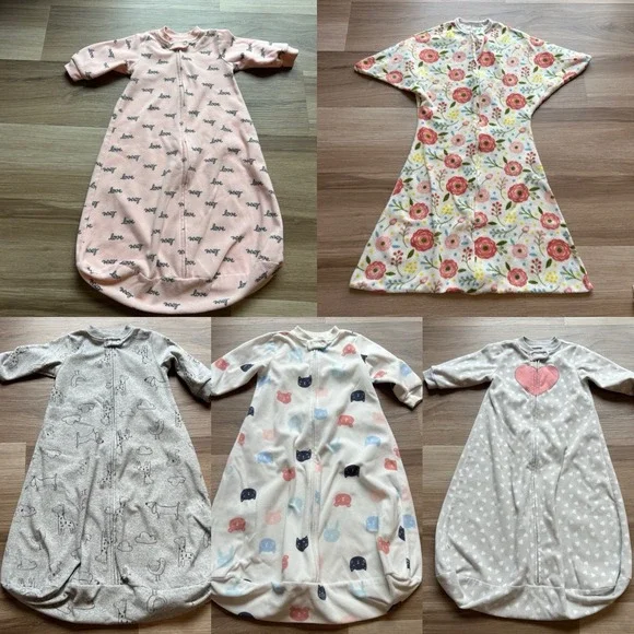 Lot Of 5 Baby Girls Sleep Sacks Size‎ Medium 6-12 Months EUC!! Zipadee-Zip