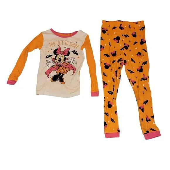 Disney Minnie Mouse Kids Pajama Set - Orange and Pink