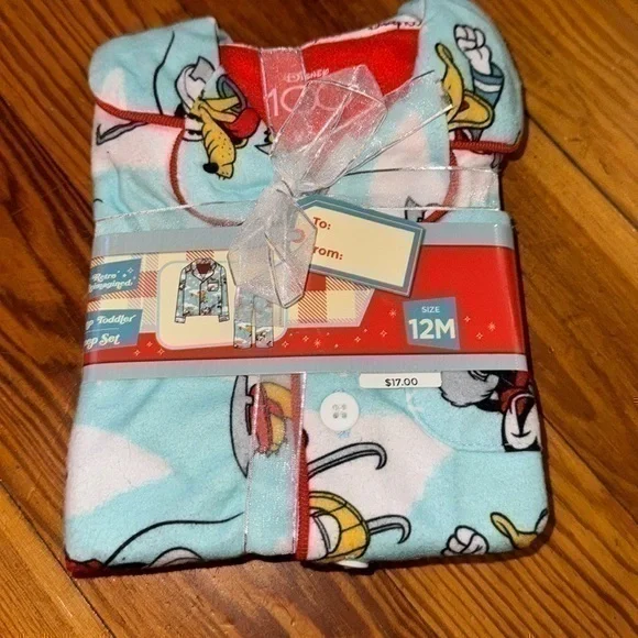 COPY 12mo kids unisex PJ‎ set Christmas Disney NWT blue pajamas