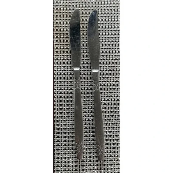 Riviera Dinner Knife Modern Flower Solid RIF12 Stainless Steel - Lot Of 2, Japan
