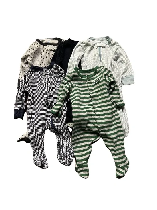 Baby Boy Footie Pajamas Stripes Polka Dots Size 0-3 Months