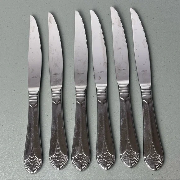 Oneida New York Stainless Steel Flatware Dinner Table Knives Lot of 6