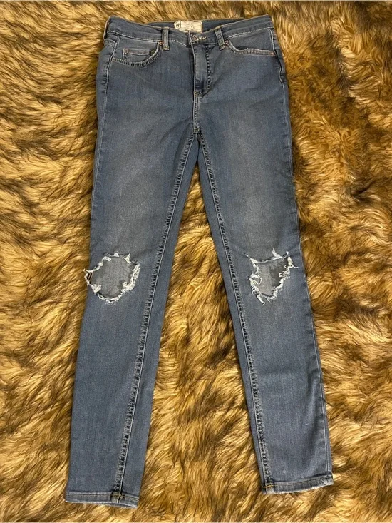 Free People High-Rise Distressed Skinny Jeans - Blue