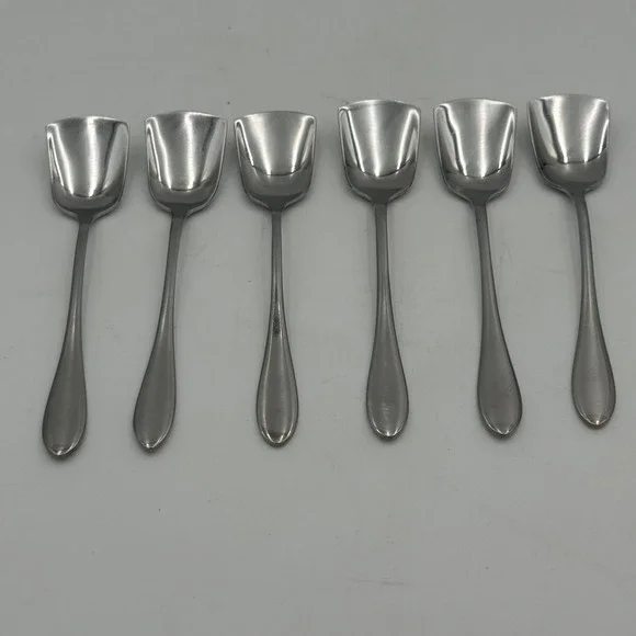 Silit Crominox SS Ice Cream Spoons Square Spade Bowl Set of 6 Vintage